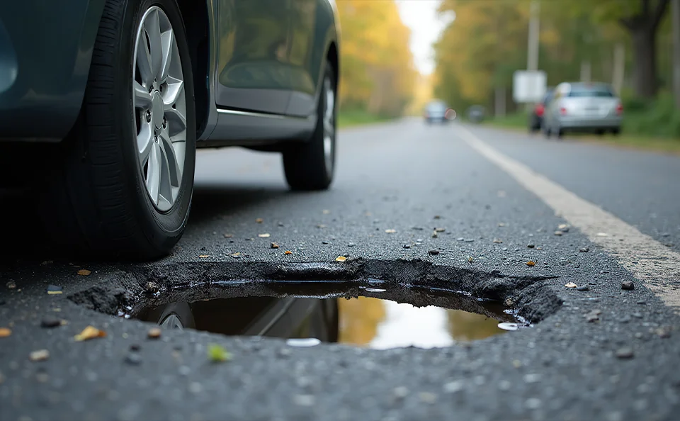 Pothole Special Car driving over a pot hole