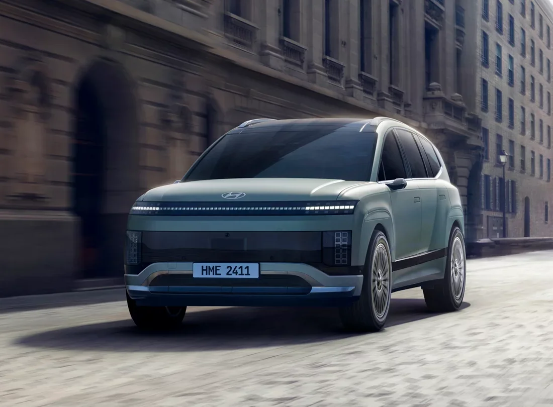 2026 Ioniq 9 driving down a road